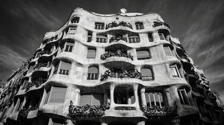 Fachada ondulada de pedra calcária da Casa Milà, de Antoni Gaudí, no Passeig de Gràcia, em Barcelona